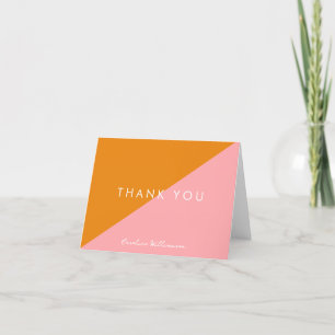 Tarjeta De Agradecimiento Ducha de Novia Rosa Naranja Geométrica Simple Pers