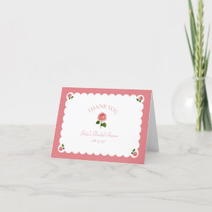 Tarjeta De Agradecimiento Ducha de Novia Rosa Polvo Rosa Clásico Escalonado