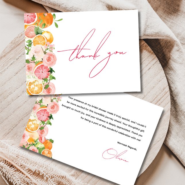 Tarjeta De Agradecimiento Ducha de novia temática de Citrus Squeeze Principa (Subido por el creador)