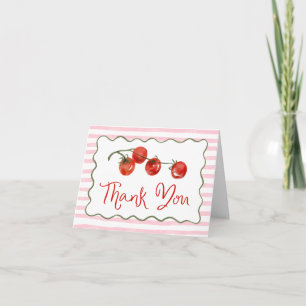 Tarjeta De Agradecimiento Ducha de Novia Tomate Rosa Fresco de la Vid