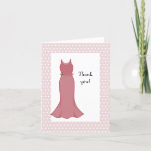 Tarjeta De Agradecimiento Ducha de novia Vestido rosa