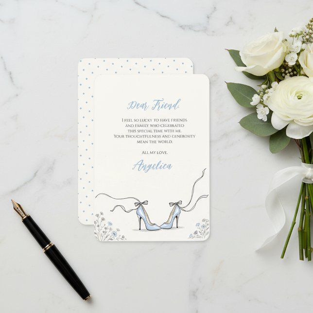 Tarjeta De Agradecimiento Ducha de Novia Zapatos Azules (Something Blue Heels Bridal Shower Thank You Card
)