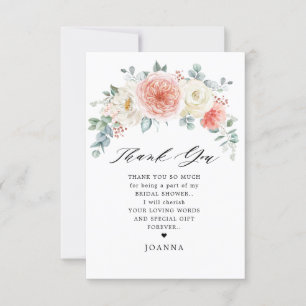 Tarjeta De Agradecimiento Ducha de novias con color rosa pastel de verano me