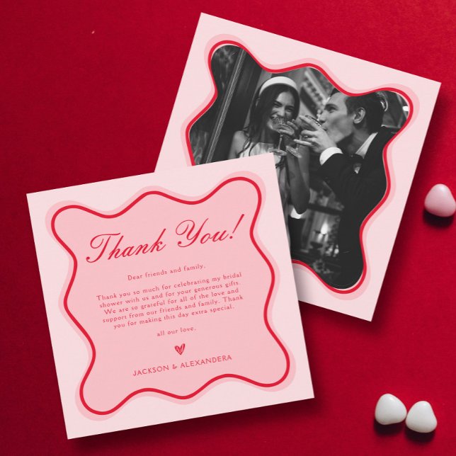 Tarjeta De Agradecimiento Ducha de novias de San Valentín roja y rosa (Subido por el creador)