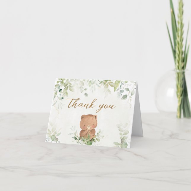 Tarjeta De Agradecimiento Ducha de oso para bebé (Anverso)