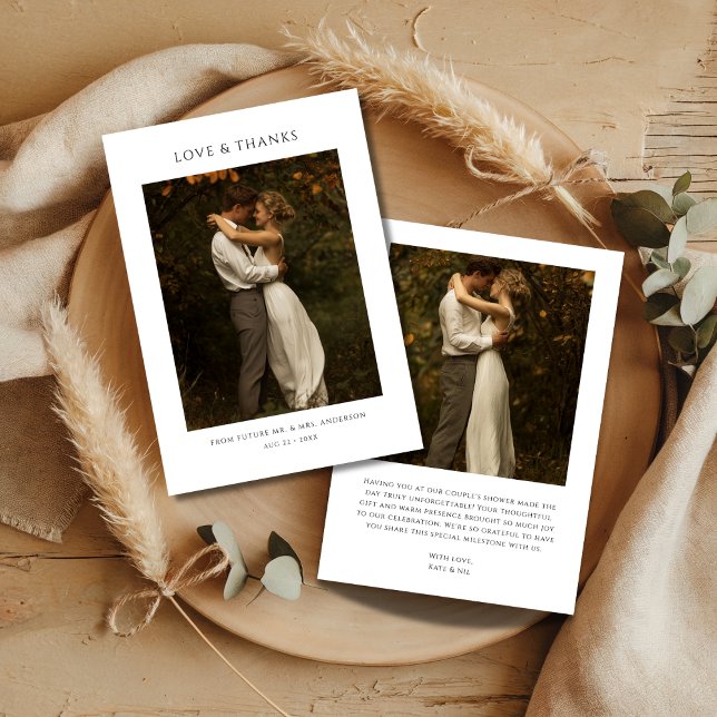 Tarjeta De Agradecimiento Ducha de parejas moderna boho rústica foto novia (Subido por el creador)