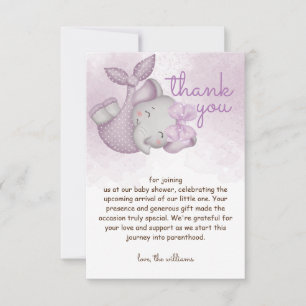 Tarjeta De Agradecimiento ducha de safari elefante bebé niña