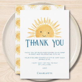 Tarjeta De Agradecimiento Ducha de sol Baby Shower 