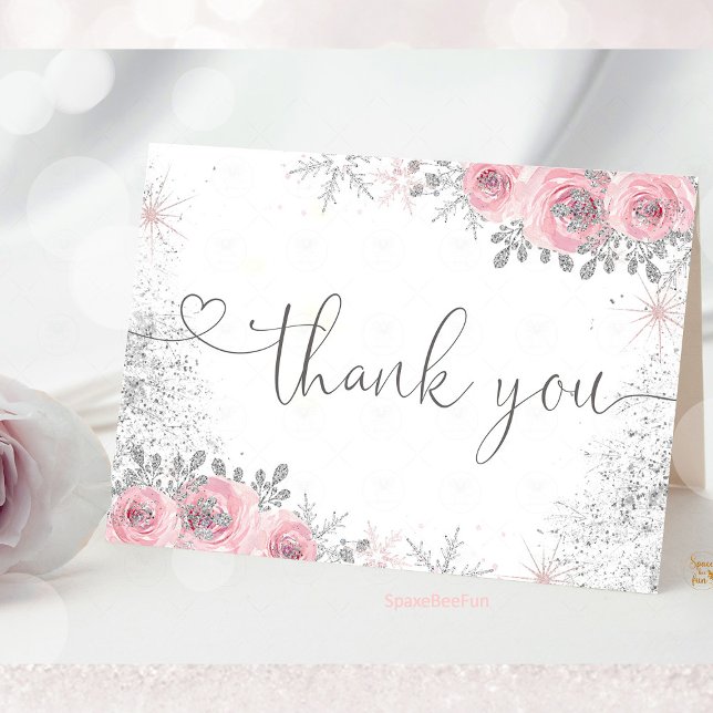 Tarjeta De Agradecimiento Ducha de Winter Baby (Winter Baby Shower Thank You Card, It's Cold Outside Thank You Card, Snowflake Baby Shower Thank You)