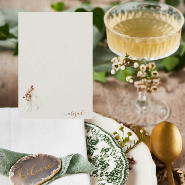 Tarjeta De Agradecimiento Ducha en blanco personalizada Boho Wispy Floral (Subido por el creador)