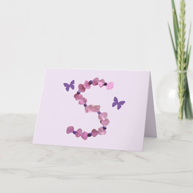 Tarjeta De Agradecimiento Ducha Gracias Letra Rosa S Mariposa Floral (Anverso)