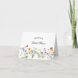 Tarjeta De Agradecimiento Ducha minimalista de novias con flores silvestres