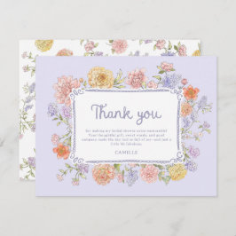 Tarjeta De Agradecimiento Ducha Morada Morada Floral Bridal