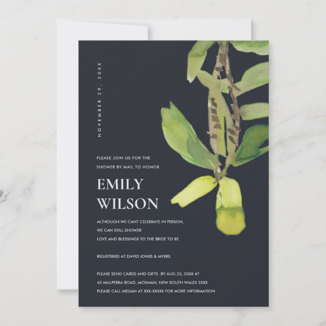 TARJETA DE AGRADECIMIENTO DUCHA NEGRA DE LA FOLLETA MODERNA DE MAIL INVITE (Anverso)