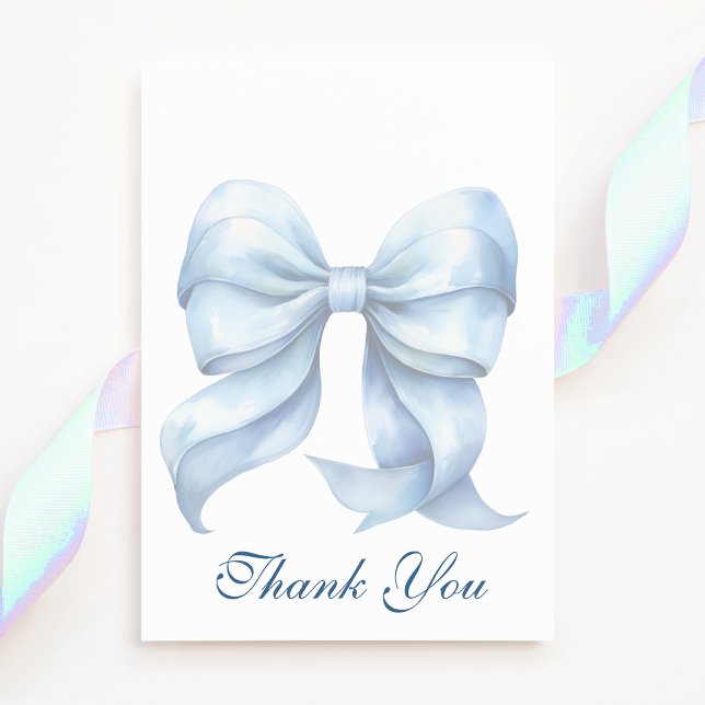 Tarjeta De Agradecimiento Ducha nupcial Blue Bow personalizada (Subido por el creador)