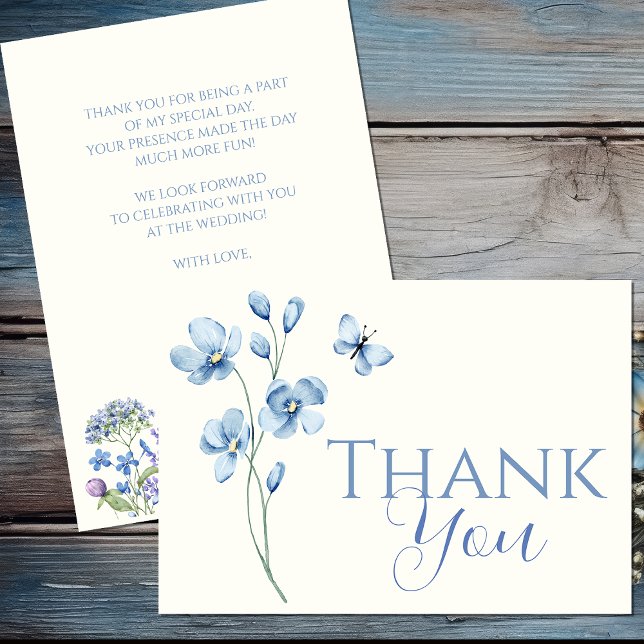 Tarjeta De Agradecimiento Ducha nupcial con flores silvestres dusty azul per (Subido por el creador)