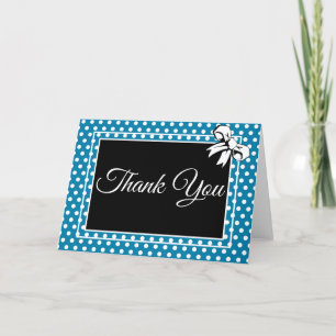 Tarjeta De Agradecimiento Ducha nupcial con puntos de polka ventilado azul y
