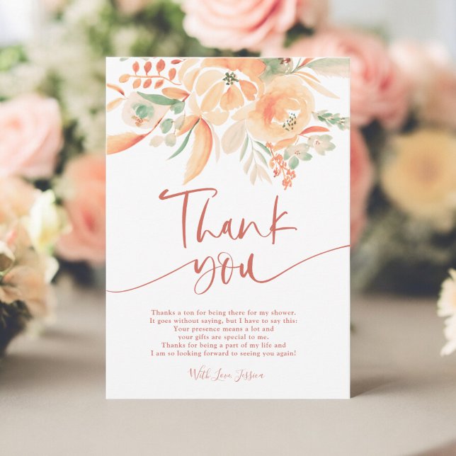 Tarjeta De Agradecimiento Ducha nupcial de Boho Terracotta (Boho Terracotta Hand-Painted Bridal Shower Thank You Card)