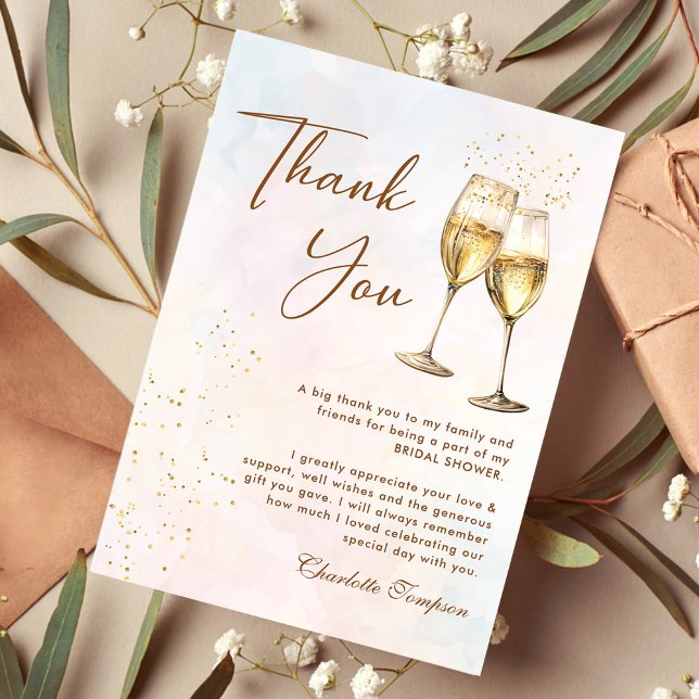 Tarjeta De Agradecimiento Ducha nupcial de Brunéi y Bubbly Champagne (Subido por el creador)