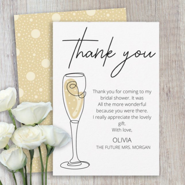 Tarjeta De Agradecimiento Ducha nupcial de Brunéi y Bubbly Champagne (Subido por el creador)