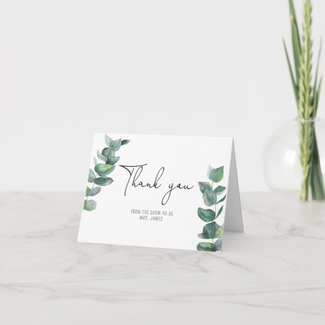 Tarjeta De Agradecimiento Ducha nupcial de eucalipto gracias (Anverso)