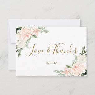 Tarjeta De Agradecimiento Ducha Nupcial de Floral Rosa Claro