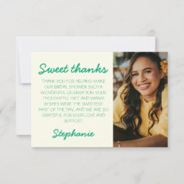 Tarjeta De Agradecimiento Ducha Nupcial de Foto Fresca Amarilla y Verde