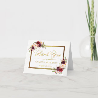 Tarjeta De Agradecimiento Ducha nupcial de la escritura elegante floral del