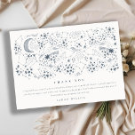 Tarjeta De Agradecimiento Ducha nupcial de la luna de la noche de estreno de<br><div class="desc">Colección Celestial Deep Blue Starry Night Moon Collection - es una elegante colección celestial de noches estrelladas, con un toque moderno mínimo, Perfecto para su boda y fiestas de temas celestes. Es muy fácil de personalizar, con sus datos personales. Si necesita cualquier otro producto o personalización que coincida, por favor...</div>