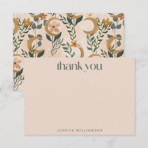 Tarjeta De Agradecimiento Ducha nupcial floral minimalista Boho Rubor Moon