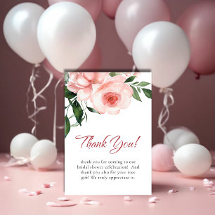 Tarjeta De Agradecimiento Ducha Nupcial Floral Rosa Rosado