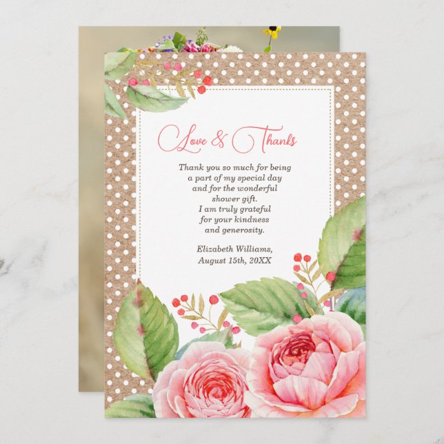 Tarjeta De Agradecimiento Ducha nupcial Gracias Cartas fotográficas Personal (Anverso / Reverso)