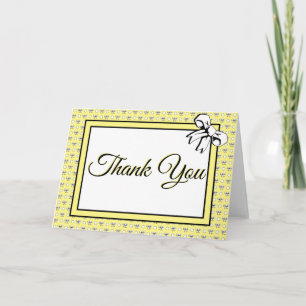 Tarjeta De Agradecimiento Ducha Nupcial Lunares y Lazos Amarillo Mantequilla