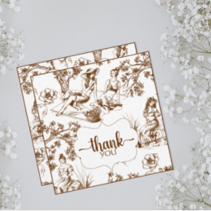 Tarjeta De Agradecimiento Ducha nupcial marrón y blanca de Jouy