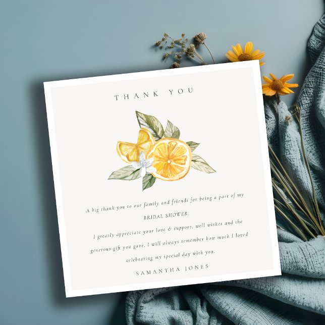Tarjeta De Agradecimiento Ducha nupcial mínima de citrus limón botánico (Subido por el creador)