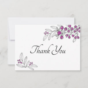 Tarjeta De Agradecimiento Ducha nupcial mínima hojas moradas