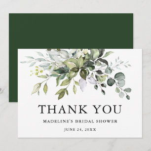 Tarjeta De Agradecimiento Ducha nupcial Moderna Elegante Vegetación de acuar