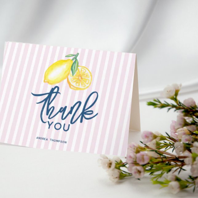Tarjeta De Agradecimiento Ducha nupcial moderna retro de cítricos limones am (Subido por el creador)