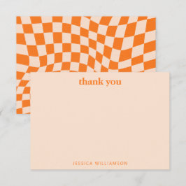 Tarjeta De Agradecimiento Ducha Personalizada Cuadro Abstracto Naranja Retro