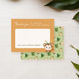Tarjeta De Agradecimiento Ducha Tropical de Bebé en la Jungla de los Monos