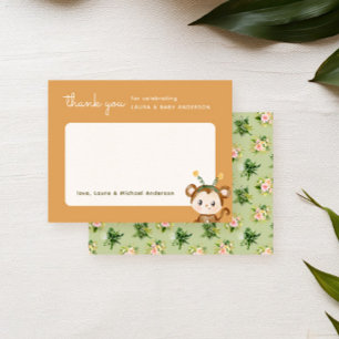 Tarjeta De Agradecimiento Ducha Tropical de Bebé en la Jungla de los Monos