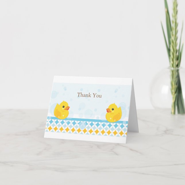 Tarjeta De Agradecimiento Duckies de goma gemelo le agradece cardar (Anverso)
