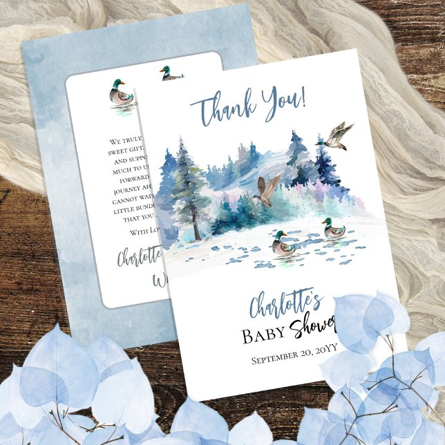 Tarjeta De Agradecimiento Ducks Woodland Forest Nature Boy Baby Shower (Subido por el creador)