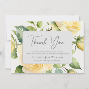 Tarjeta De Agradecimiento Duelo Funeral Rosa Amarilla