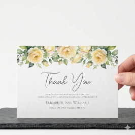 Tarjeta De Agradecimiento Duelo Funeral Rosa Amarilla 