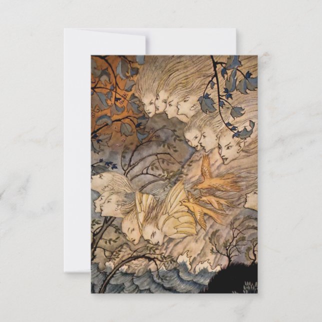 Tarjeta De Agradecimiento “Duendes del Viento” de Arthur Rackham (Anverso)