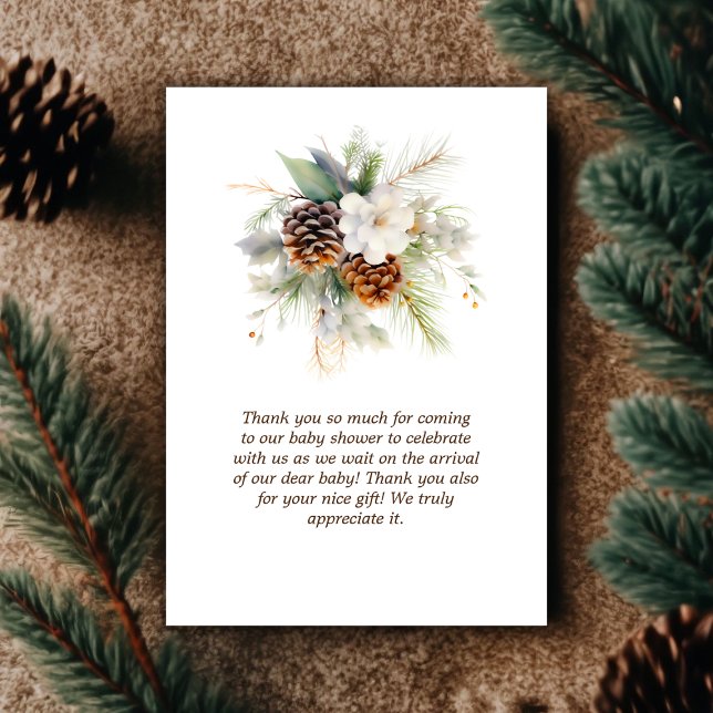 Tarjeta De Agradecimiento Duérmete bebé de animales de ciervos del bosque Gr (Winter Deer Gender Neutral Baby Shower Thank You)