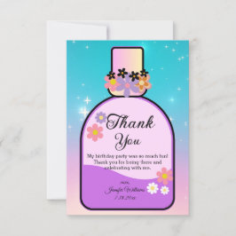 Tarjeta De Agradecimiento dulce 16 frasco de perfume rosa azul elegante lind
