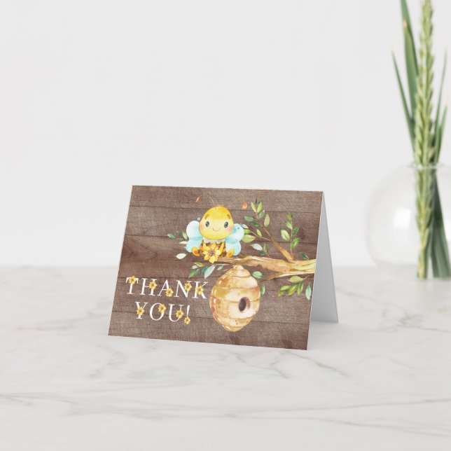 Tarjeta De Agradecimiento Dulce Abeja Baby Shower Gracias (Anverso)