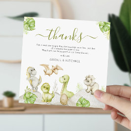 Tarjeta De Agradecimiento Dulce Acontecimiento de Bebé Dinosaurio Acuarela